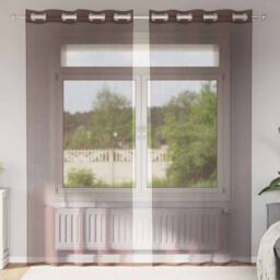 Berkfield Home Voile Curtains with Grommets 2 pcs Brown 140x245 cm - thumbnail 2