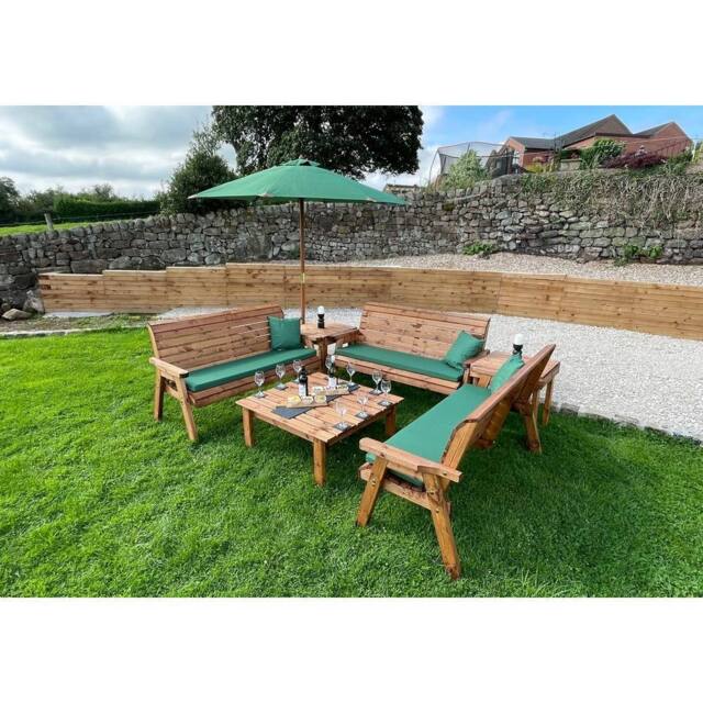 Charles Taylor Nine Seater Balmoral Deluxe Garden Furniture Set - Fully Assembled in Light Brown - image 1