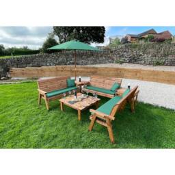 Charles Taylor Nine Seater Balmoral Deluxe Garden Furniture Set - Fully Assembled in Light Brown - thumbnail 1