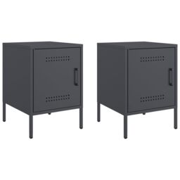 Berkfield Home Bedside Cabinets 2 pcs Anthracite 36x39x50.5 cm Steel in Black - thumbnail 2