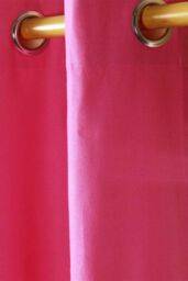 Homescapes Plain Cotton Ready Made Eyelet Curtain Pair in Bright Pink - Size: 140 cm width x 229 cm drop - thumbnail 2