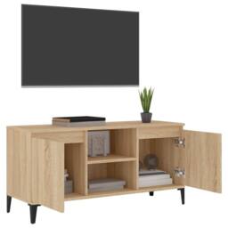 Berkfield Home TV Cabinet with Metal Legs Sonoma Oak 103.5x35x50 cm in Light Tan - thumbnail 4