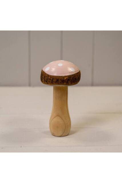 KDMD Pink Wooden Mushroom Decoration - image 1