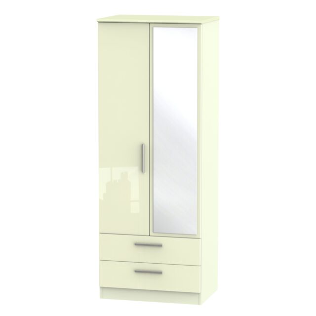 Ready Assembled 2 U Windsor Tall 2 Door 2drw Mirrored Wardrobe (Ready Assembled) in Cream