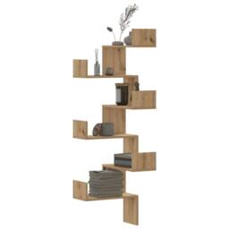 Berkfield Home Wall Corner Shelf Artisian Oak 45x45x147 cm Engineered Wood in Brown - Size: 45 x 45 x 147 cm - thumbnail 2