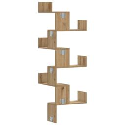Berkfield Home Wall Corner Shelf Artisian Oak 45x45x147 cm Engineered Wood in Brown - Size: 45 x 45 x 147 cm - thumbnail 6