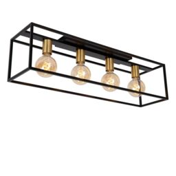 Lucide 'RUBEN' Dimmable Stylish Indoor Decor Bar Flush Ceiling Light 4xE27 in Black - thumbnail 3