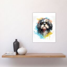 "Artery8 Wall Art Print Shih Tzu Lovers Gift Watercolour Pet Portrait Painting Artwork Poster - Size: W18"" x H24""" - thumbnail 4