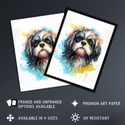 "Artery8 Wall Art Print Shih Tzu Lovers Gift Watercolour Pet Portrait Painting Artwork Poster - Size: W18"" x H24""" - thumbnail 2