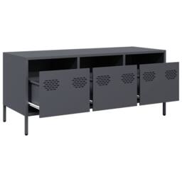 Berkfield Home TV Cabinet Anthracite 101.5x39x43.5 cm Cold-rolled Steel in Charcoal - thumbnail 5