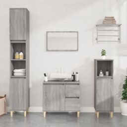 Berkfield Home Bathroom Cabinet Grey Sonoma 65x33x60 cm Engineered Wood - Size: 65 x 33 x 60 cm - thumbnail 1