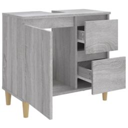 Berkfield Home Bathroom Cabinet Grey Sonoma 65x33x60 cm Engineered Wood - Size: 65 x 33 x 60 cm - thumbnail 6