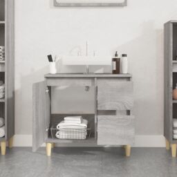 Berkfield Home Bathroom Cabinet Grey Sonoma 65x33x60 cm Engineered Wood - Size: 65 x 33 x 60 cm - thumbnail 3