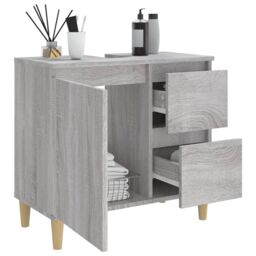 Berkfield Home Bathroom Cabinet Grey Sonoma 65x33x60 cm Engineered Wood - Size: 65 x 33 x 60 cm - thumbnail 4