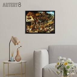 "Artery8 Pieter Bruegel The Elder Dutch Proverbs Framed Canvas Wall Art Print - Size: W12"" x H16""" - thumbnail 3