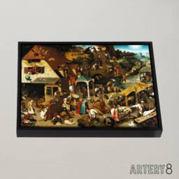 "Artery8 Pieter Bruegel The Elder Dutch Proverbs Framed Canvas Wall Art Print - Size: W12"" x H16""" - thumbnail 2