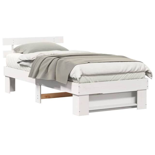 Berkfield Home Traditional with Headboard White 80 x 200 cm Solid pine wood - image 1