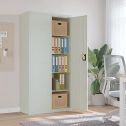Berkfield Home File Cabinet Light Grey 90x40x180 cm Steel - Size: 90 x 40 x 180 cm - thumbnail 1