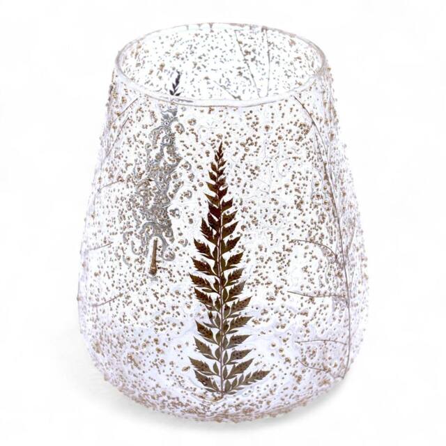 Serenityy Natural Floral Glass Large Bowl Candle Holder Pino 15x12cm in Brown - Size: 15x12 cm - image 1