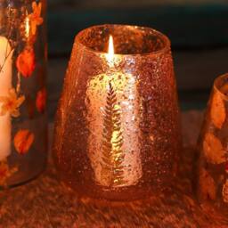Serenityy Natural Floral Glass Large Bowl Candle Holder Pino 15x12cm in Brown - Size: 15x12 cm - thumbnail 6
