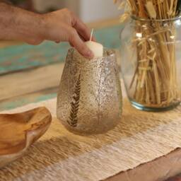 Serenityy Natural Floral Glass Large Bowl Candle Holder Pino 15x12cm in Brown - Size: 15x12 cm - thumbnail 5
