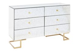 Orsina Classic Mirrored Drawer Chest, Brass Finish 6 Drawer Chest, Storage Cabinet, Metallic Chest, Delivered Fully Assembled in White - thumbnail 2
