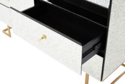 Orsina Classic Mirrored Drawer Chest, Brass Finish 6 Drawer Chest, Storage Cabinet, Metallic Chest, Delivered Fully Assembled in White - thumbnail 5