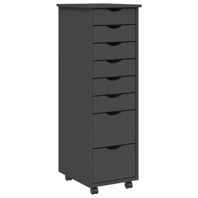 Berkfield Home Rolling Cabinet with Drawers MOSS Grey Solid Wood Pine - image 1