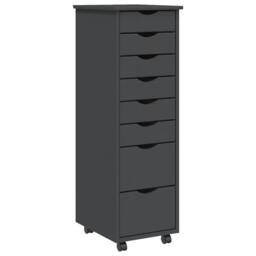 Berkfield Home Rolling Cabinet with Drawers MOSS Grey Solid Wood Pine - thumbnail 1