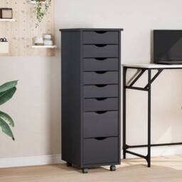 Berkfield Home Rolling Cabinet with Drawers MOSS Grey Solid Wood Pine - thumbnail 2