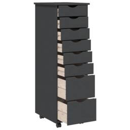 Berkfield Home Rolling Cabinet with Drawers MOSS Grey Solid Wood Pine - thumbnail 4