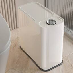 EONLION 16L Bathroom Bin Push Lid Top Dust Bin in White - Size: 100 cm - thumbnail 4