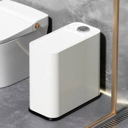 EONLION 16L Bathroom Bin Push Lid Top Dust Bin in White - Size: 100 cm - thumbnail 3