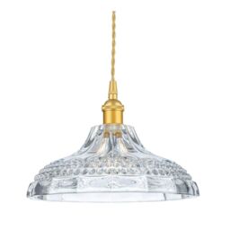 Netlighting Wilshire Dome Pendant Light Satin Gold with Decorative Glass