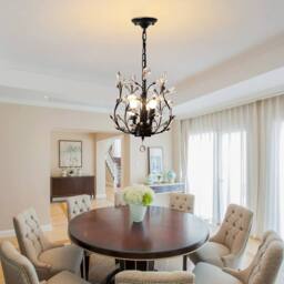 NIVOR Vintage Black 3-Light K9 Crystal Chandelier Ceiling Pendant Lamp E14 - thumbnail 7