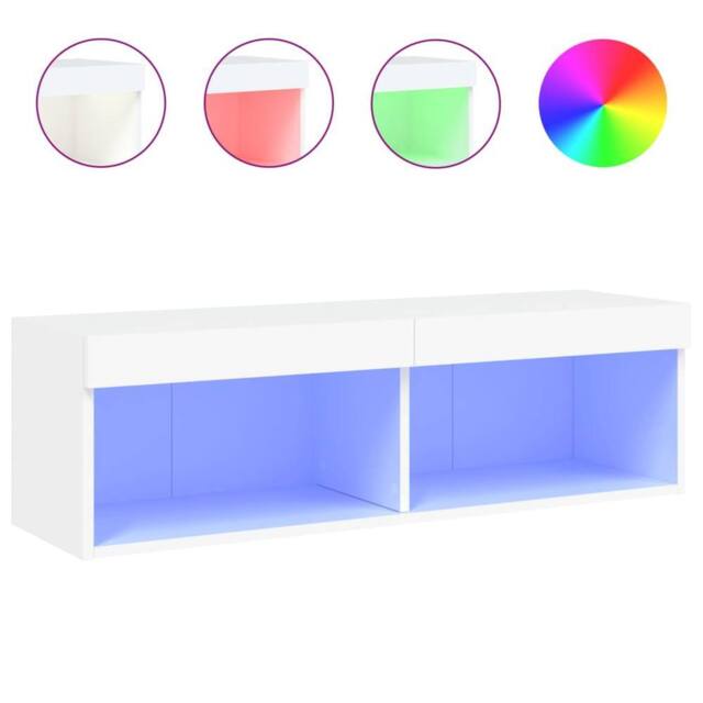 Berkfield Home TV Cabinet with LED Lights White 100x30x30 cm - Size: 100 x 30 x 30 cm - image 1