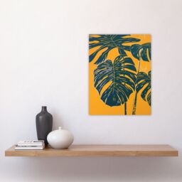 "Artery8 Plant Lover Dark Green Yellow Monstera Leaves Wall Art Print - Size: W24"" x H32""" - thumbnail 4