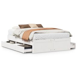 Berkfield Home Bed Frame without Mattress with Drawers White 140x200 cm Solid Wood Pine - thumbnail 2