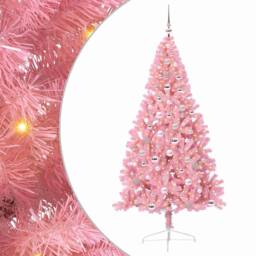 Berkfield Home Beautiful Artificial Pre-lit Christmas Tree with 300 LEDs Pink 24 - thumbnail 3