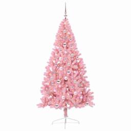 Berkfield Home Beautiful Artificial Pre-lit Christmas Tree with 300 LEDs Pink 24 - thumbnail 1