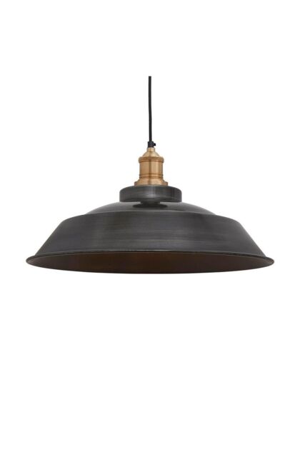 Industville Brooklyn Step Pendant, 16 Inch, Pewter, Brass Holder in Dark Grey - image 1