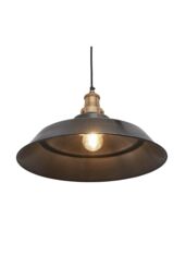 Industville Brooklyn Step Pendant, 16 Inch, Pewter, Brass Holder in Dark Grey - thumbnail 2