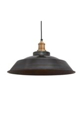 Industville Brooklyn Step Pendant, 16 Inch, Pewter, Brass Holder in Dark Grey - thumbnail 1