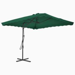 Berkfield Home Outdoor Parasol with Steel Pole 250x250 cm Green - thumbnail 3