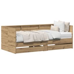 Berkfield Home Daybed in Artisan Oak Artisan oak Engineered wood 100 x 200 cm in Brown - thumbnail 3