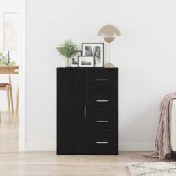 Berkfield Home Sideboard Black Oak 60x31x84 cm Engineered Wood - Size: 60 x 31 x 84 cm - thumbnail 4