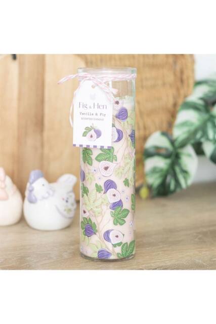 KDMD Fig Tree Print Vanilla & Fig Tube Candle - 55H Fragrance & Decor in Pale Pink - image 1