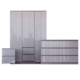 HD Designs Vida Designs Glinton 3 Piece Bedroom Set (2 Drawer Bedside Chest, 6 in Grey - thumbnail 2