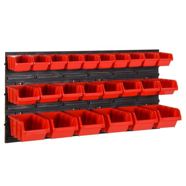 Berkfield Home 26 Piece Workshop Shelf Set Red & Black 77x39cm Polypropylene - Size: 77x39 cm - image 1