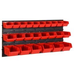 Berkfield Home 26 Piece Workshop Shelf Set Red & Black 77x39cm Polypropylene - Size: 77x39 cm - thumbnail 1